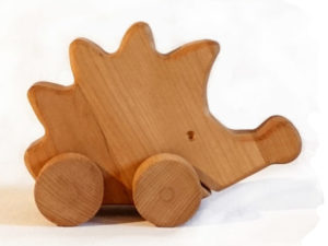 Handgefertigter Schiebe-Igel auf Rädern, Buche geölt