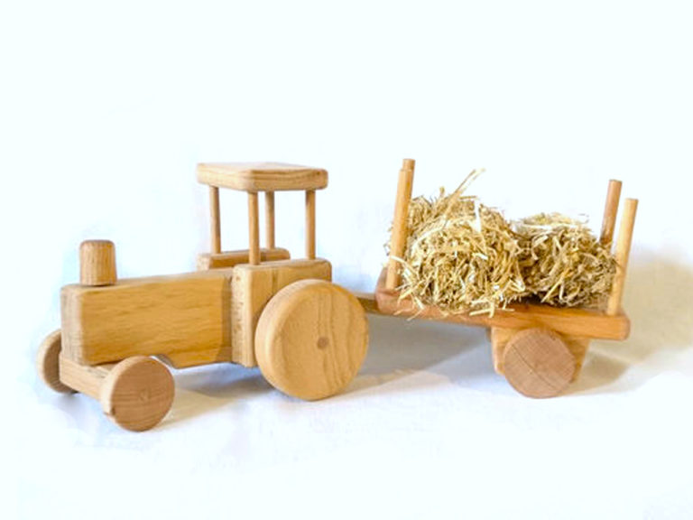 Trecker mit Anhänger, Buche geölt