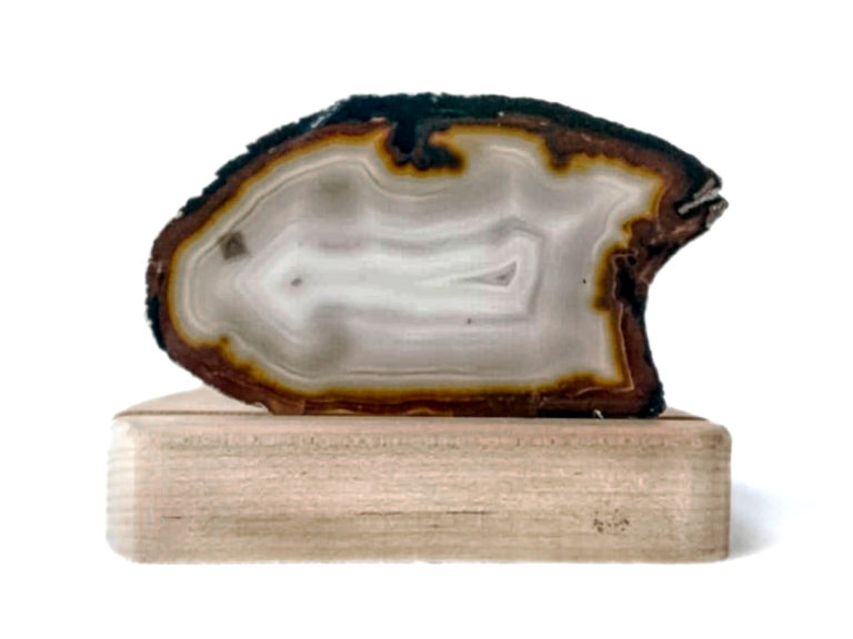 Achatscheibe natur, mit Ständer Ahorn