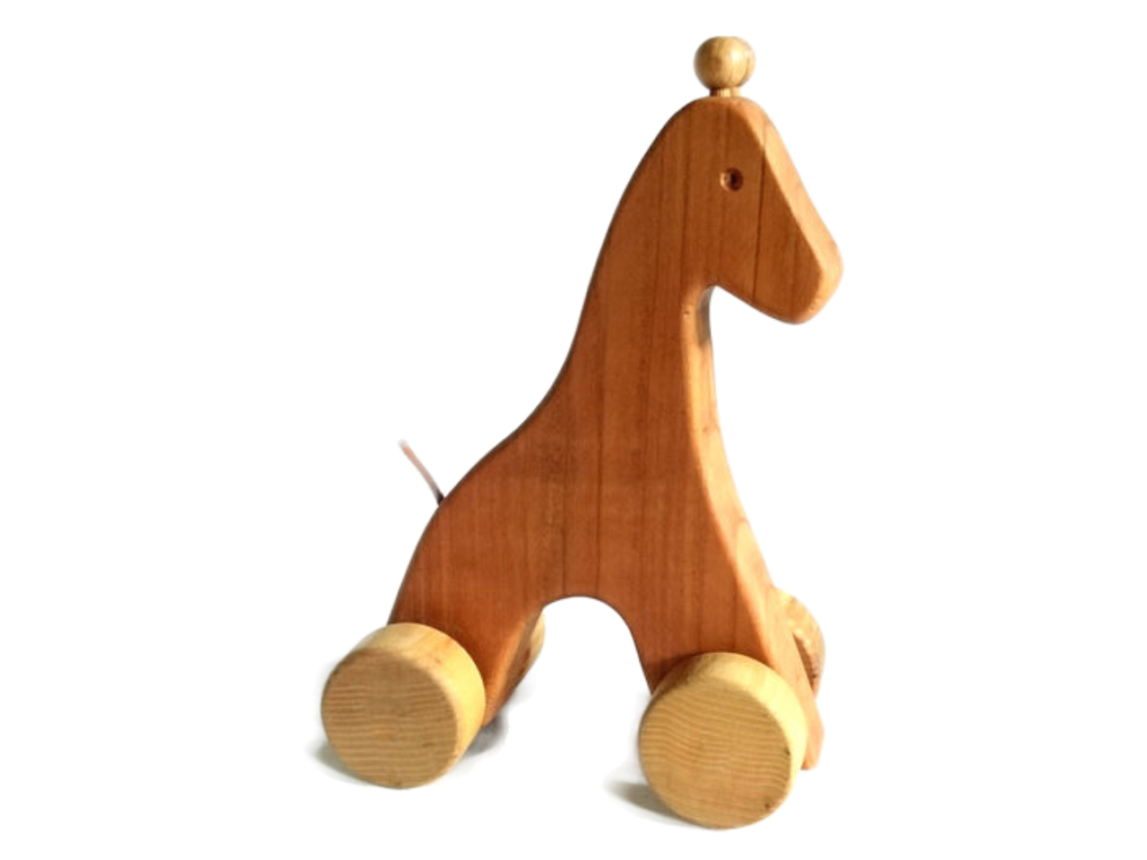 Handgefertigte Schiebe- Giraffe auf Räder, Kirschbaum geölt