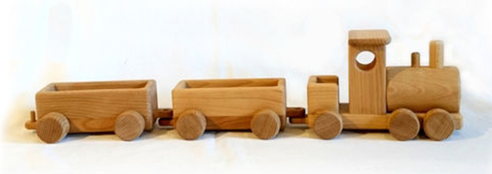 Lok mit Anhänger, Buche geölt